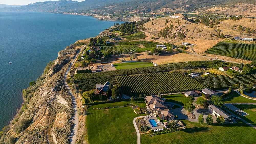 Drone Aerial Penticton Okanagan Lake Naramata Bench British Columbia