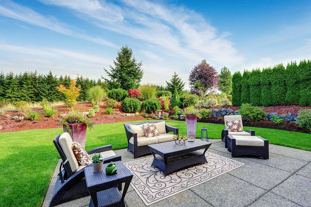 backyard landscape design with patio area