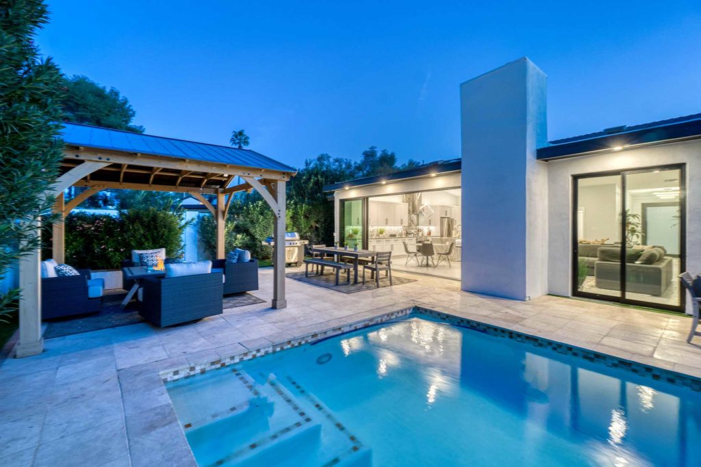 outdoor landscape with a pool