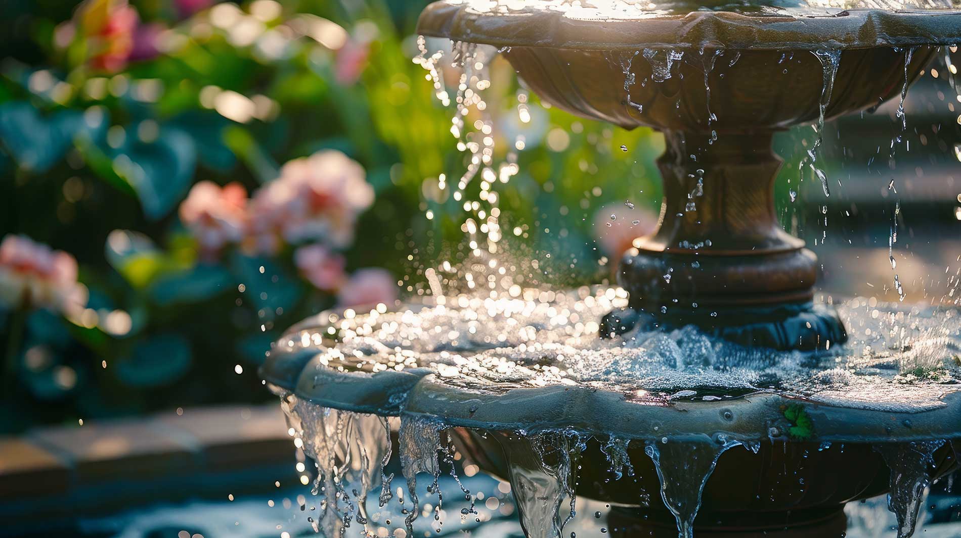 water fountain outside surrounded by greens water fountain outside surrounded by greens